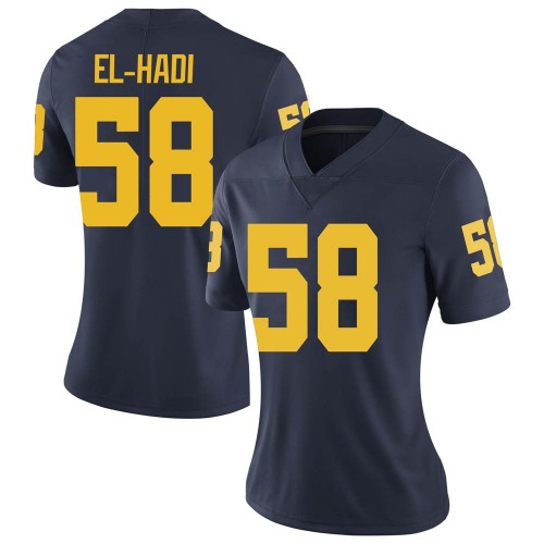 Giovanni El-Hadi Michigan Wolverines Women's NCAA #58 Navy Limited Brand Jordan College Stitched Football Jersey DNH2754QQ